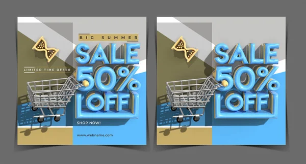 Big Summer Sale Marketing Digital Instagram Post Banner Template — Fotografia de Stock