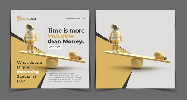 Time More Valuable Digital Concept Instagram Post Banner Template — Stock Photo, Image