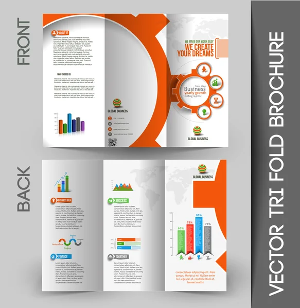 Business Infographic Tri-fold Brochure Design — Stock Vector