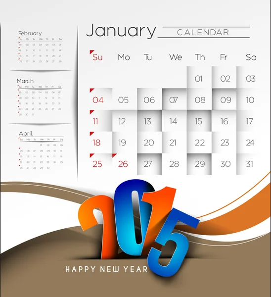 Calendario creativo 2015 di Capodanno — Vettoriale Stock