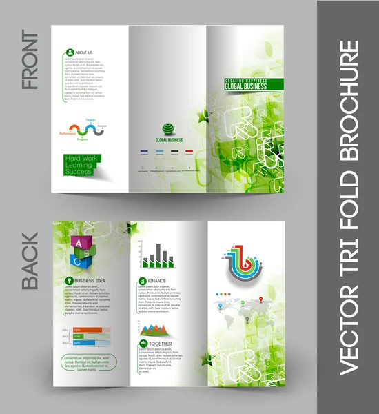 Folleto Tri-fold de Business Infographic — Archivo Imágenes Vectoriales