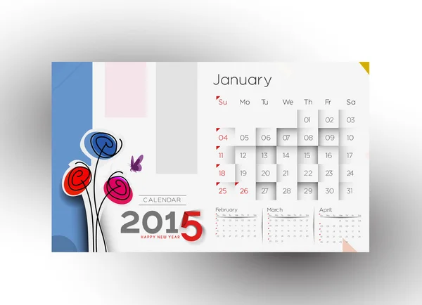 New Year Calendar 2015 — Stock Vector