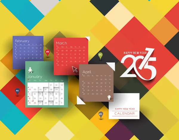 Calendário de Ano Novo 2015 — Vetor de Stock