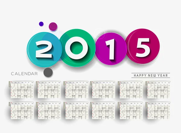 Calendário de Ano Novo 2015 — Vetor de Stock