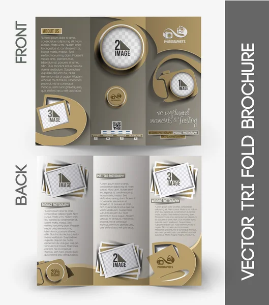 Fotografía Estudio Tri-Fold Mock up Folleto — Vector de stock