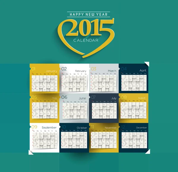Calendário de Ano Novo Criativo 2015 — Vetor de Stock