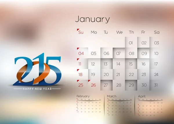 Calendario creativo de año nuevo 2015 — Vector de stock