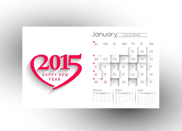 Ano Novo Moderno 2015 Calendário — Vetor de Stock