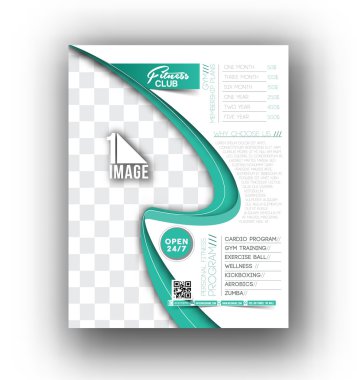 Vector Fitness center brochure, flyer, magazine cover & poster template clipart