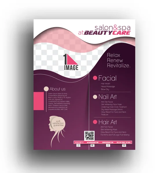 Beauty Care & Salon Flyer Template — Stock Vector