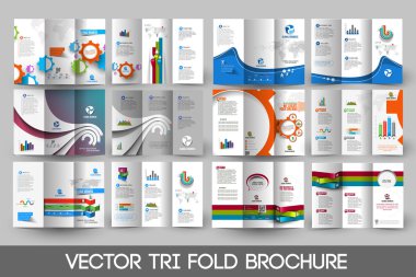 Business Infographic Tri-fold Brochure Design Bundle. clipart