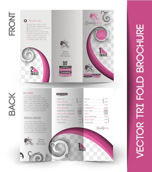 Brochure Tri-Fold Beauty Care & Salon — Image vectorielle