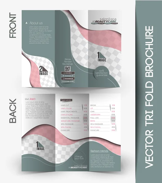 Brochure Tri-Fold Beauty Care & Salon — Image vectorielle