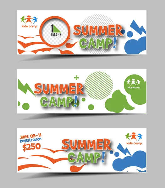 Campamento de verano Web Banner — Vector de stock