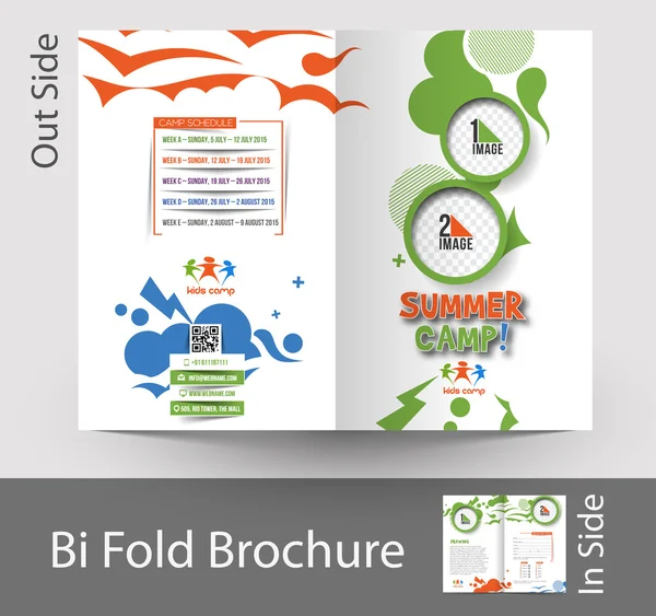 Summer Camp Bi-Fold Brochure — Stock Vector