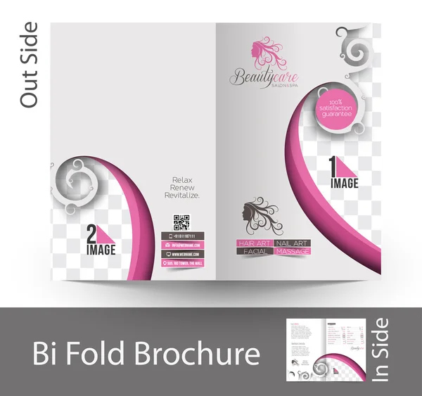 Beauty Care & Salon Bi-Fold Brochure — Stock Vector