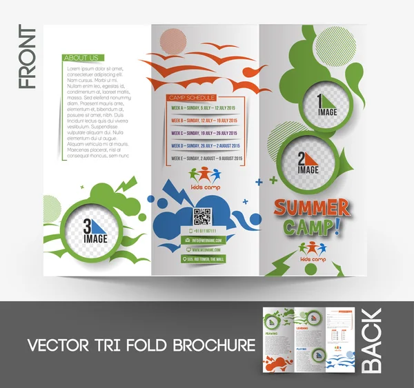 Letni obóz Tri-Fold broszura — Wektor stockowy