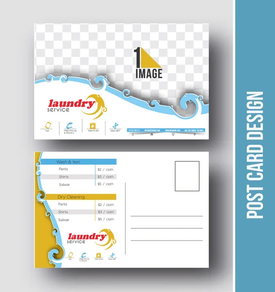 Service de blanchisserie Carte postale Design vecteur — Image vectorielle