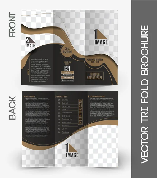 Mode Kapper Tri-Fold Mock Brochure — Stockvector