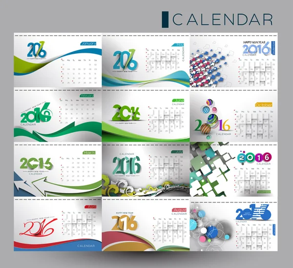 Ano novo 2016 calendário — Vetor de Stock
