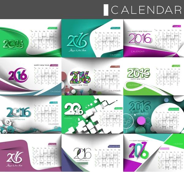 Nový rok 2016 kalendář — Stockový vektor