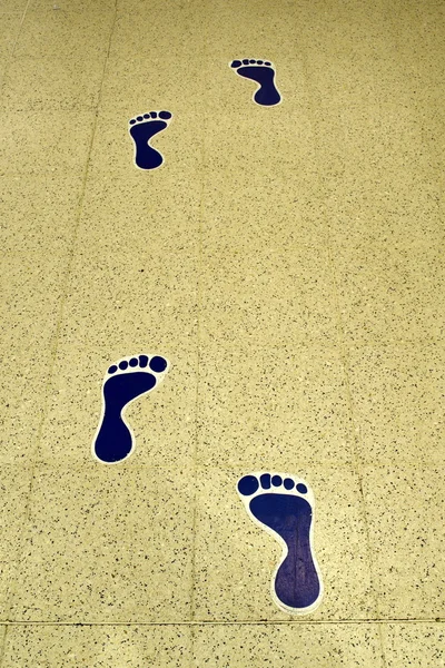 Blue footprints indoor — Stock Photo, Image