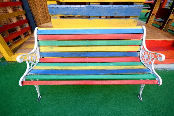 Very colourful bench — Stock Photo, Image