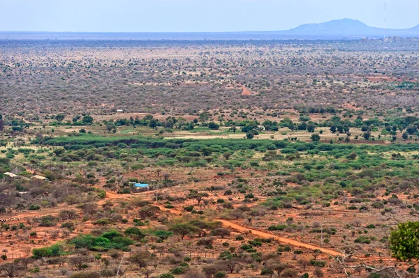 Aldeia africana na savana — Fotografia de Stock