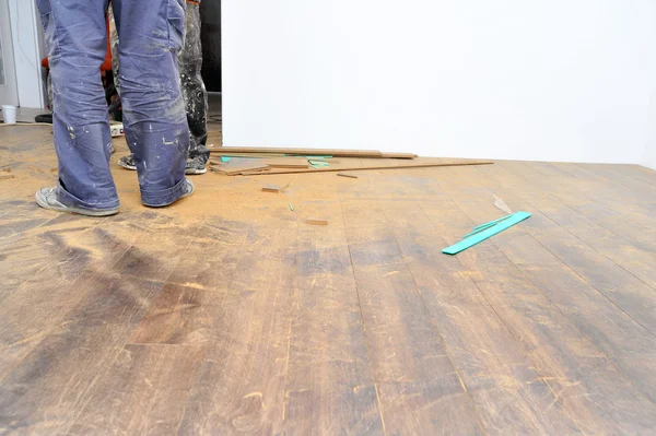 Asztalos munka laminált padló — Stock Fotó