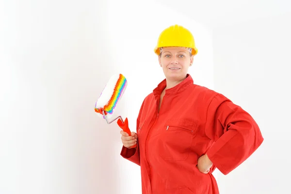 Real female painter posing — Stock Photo, Image