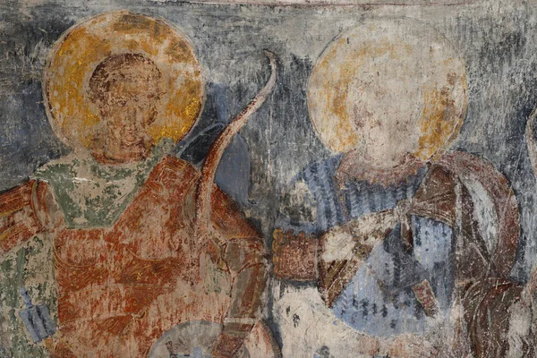 Ravanica Serbia Augusti Fresco Målning Heliga Krigare Serbiska Ortodoxa Kristna — Stockfoto