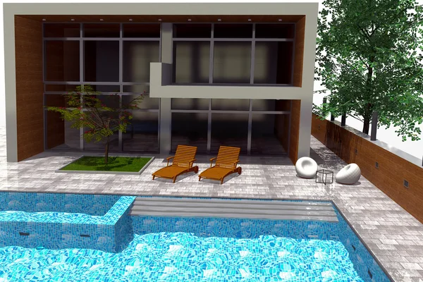 Rendering 3D di villa moderna — Foto Stock