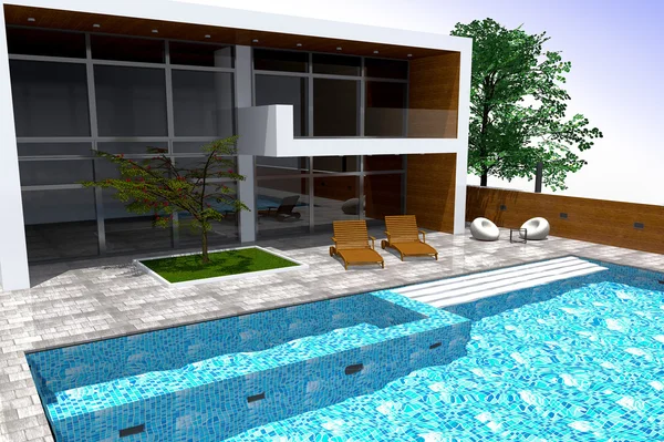 3D rendering of modern mansion — Stock Photo, Image
