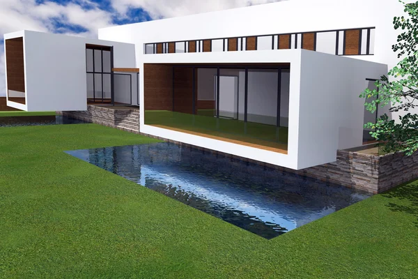 3D-rendering van moderne mansion — Stockfoto