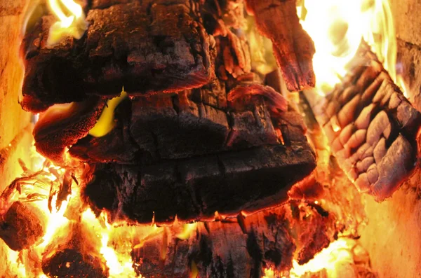 Firewood in the furnace — Stock Photo, Image