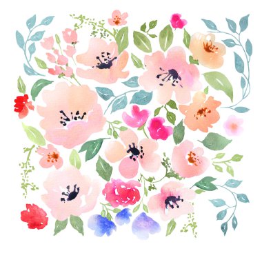 Suluboya çiçek kompozisyon