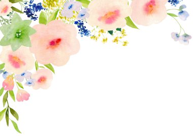 Suluboya çiçek kartı şablonu