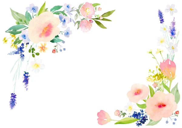 Watercolor flowers card template — Stock Photo, Image