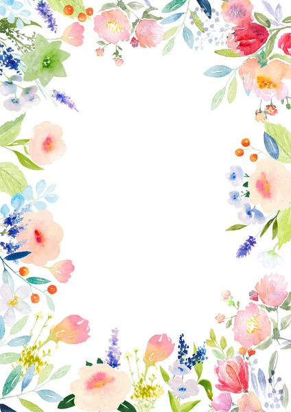 Vorlage Aquarell Blumen Karte — Stockfoto