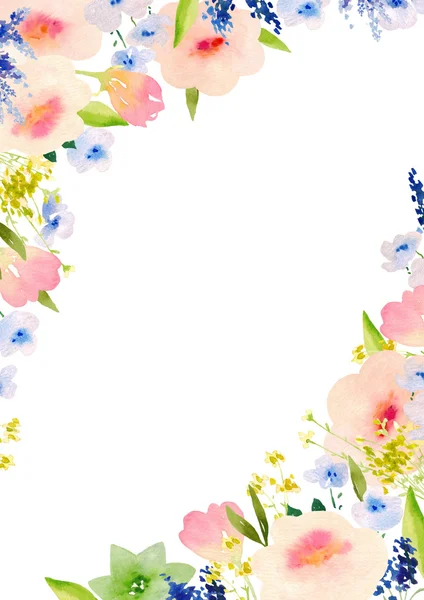 Watercolor flowers card template — Stock Photo, Image