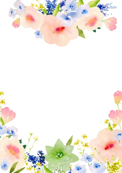 Watercolor flowers card template — Stock Photo, Image