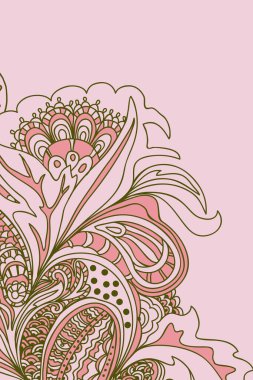 Çiçek kartı, davetiye, boş alanlı pankart şablonu. Vektör çizimi, soyut desen