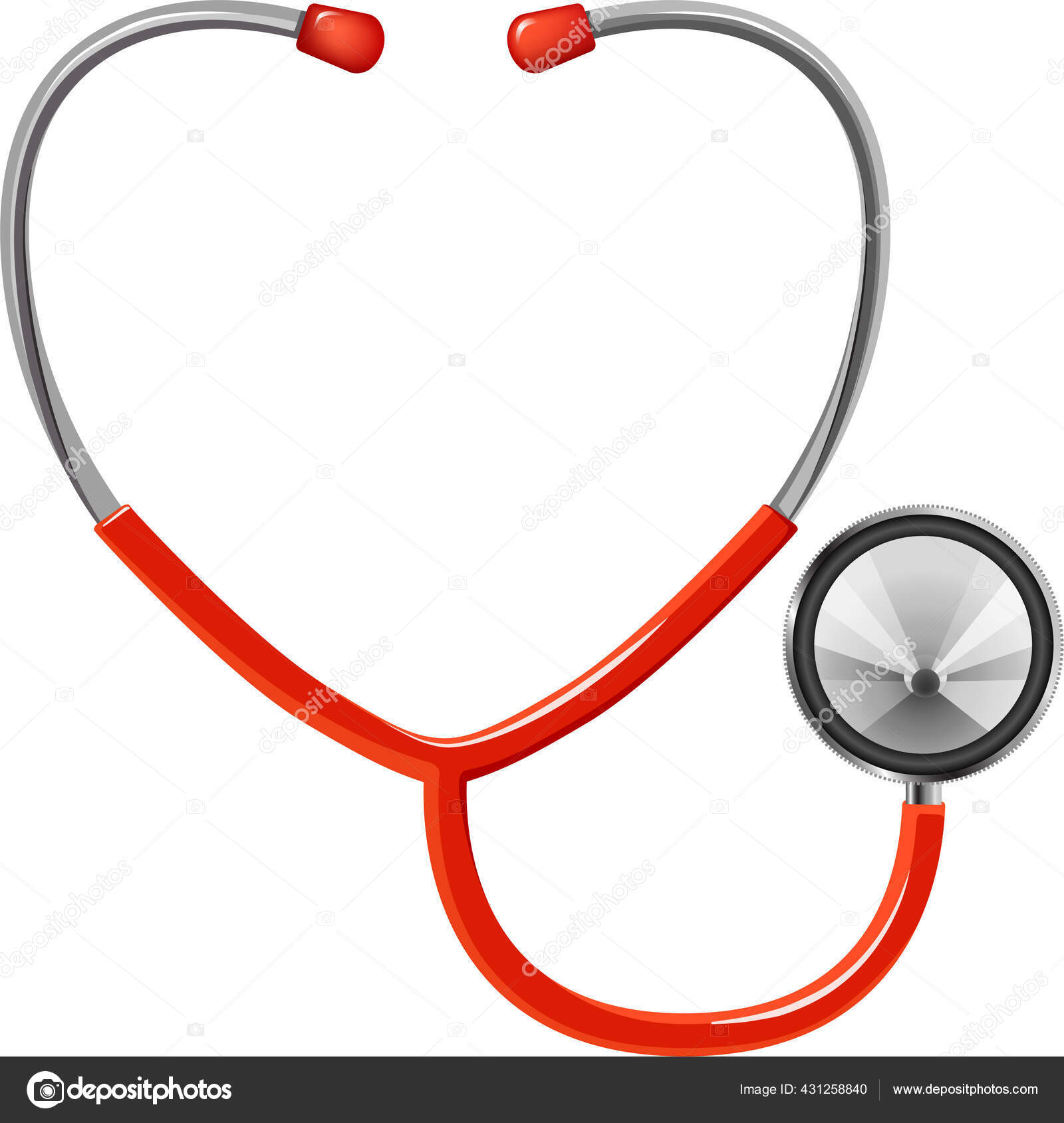 Realistic Stethoscope Isolated White Vector Illustration Icon Stock
