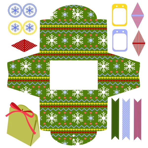 Kerst cadeau vak sjabloon — Stockvector