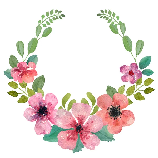 Watercolor floral wreath. — Stock Photo, Image