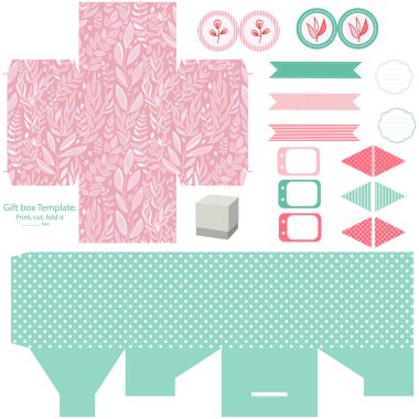 Hediye kutusu şablonu parti seti 