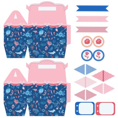 Hediye kutusu şablonu parti seti 