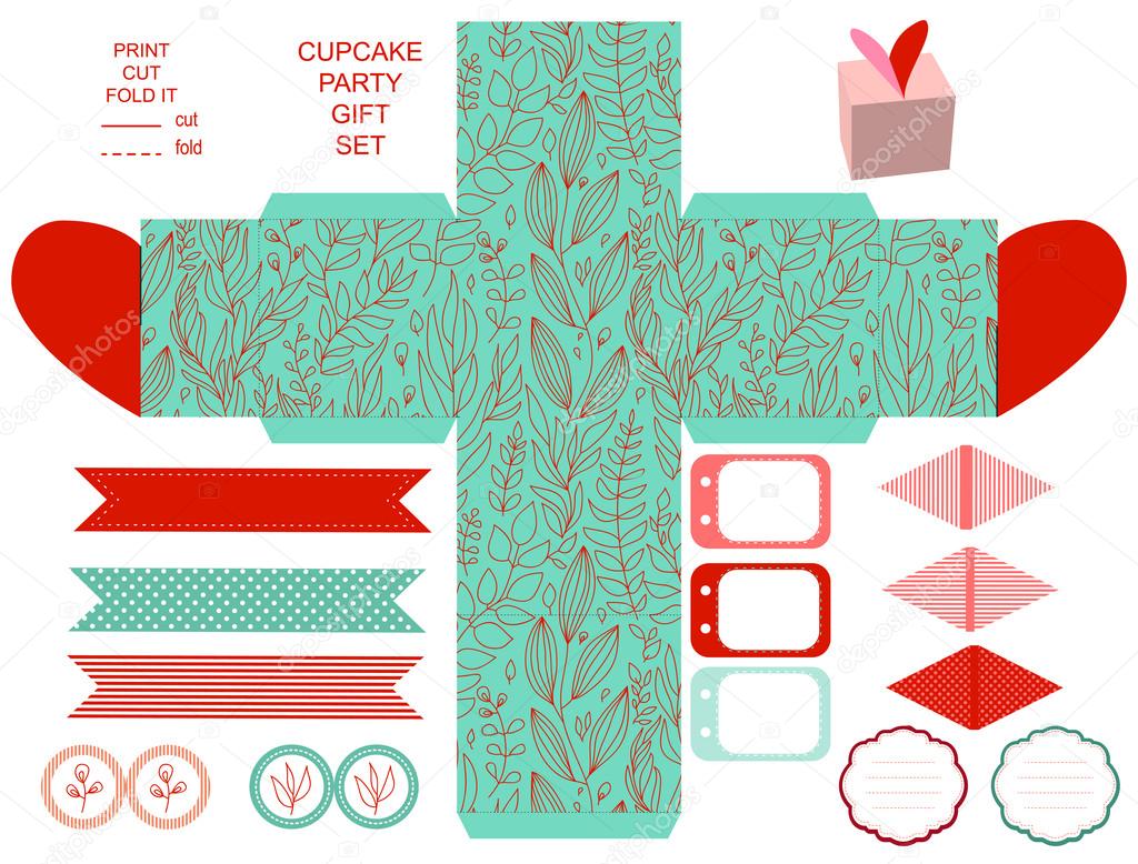 Gift box template  party set 