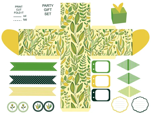 Caja de regalo plantilla partido conjunto — Archivo Imágenes Vectoriales