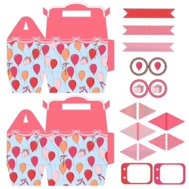 Hediye kutusu şablonu parti seti 